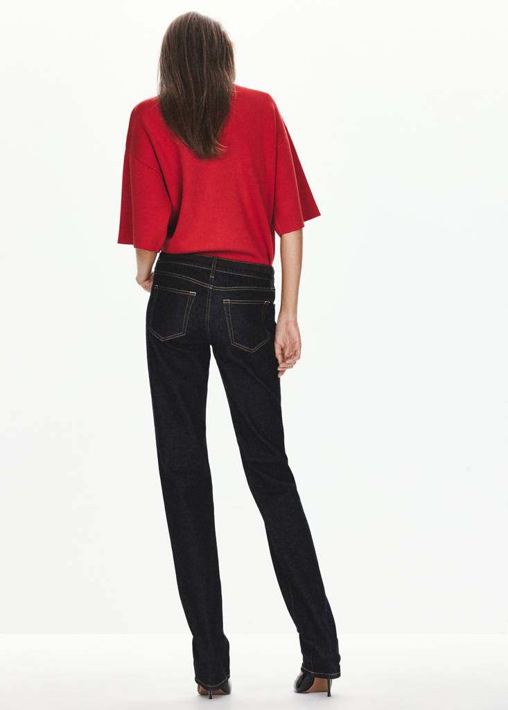 Fine-knit roll-neck jumper — Coral Red