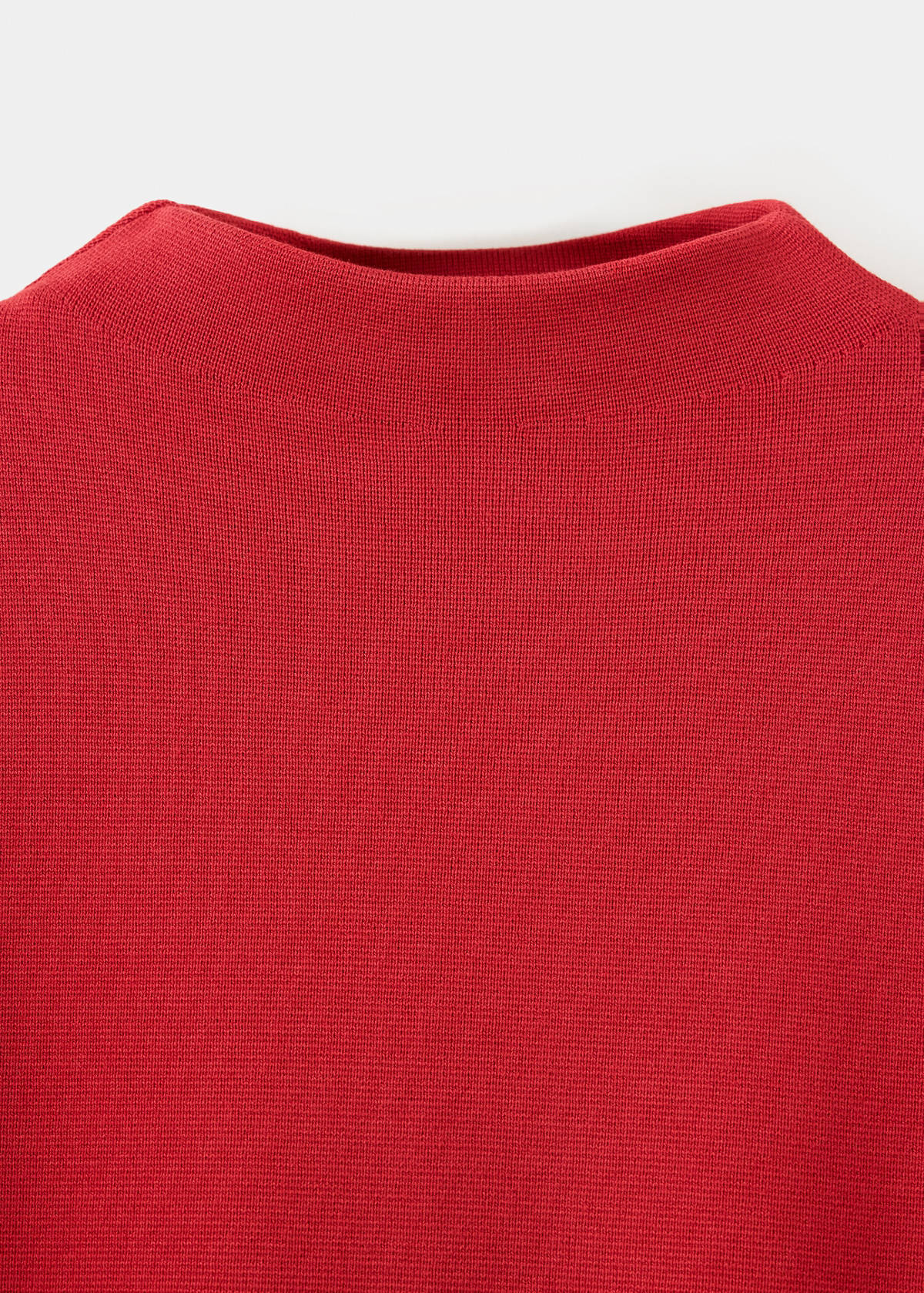 Fine-knit roll-neck jumper — Coral Red