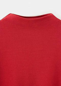 Fine-knit roll-neck jumper — Coral Red 6