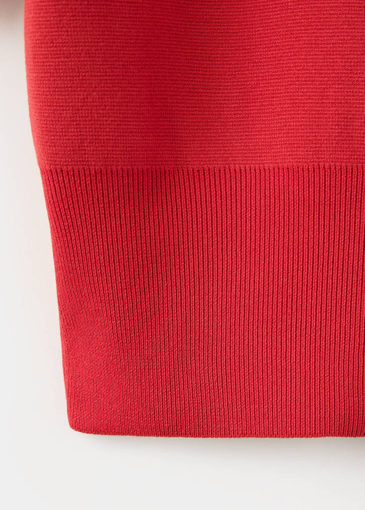 Fine-knit roll-neck jumper — Coral Red