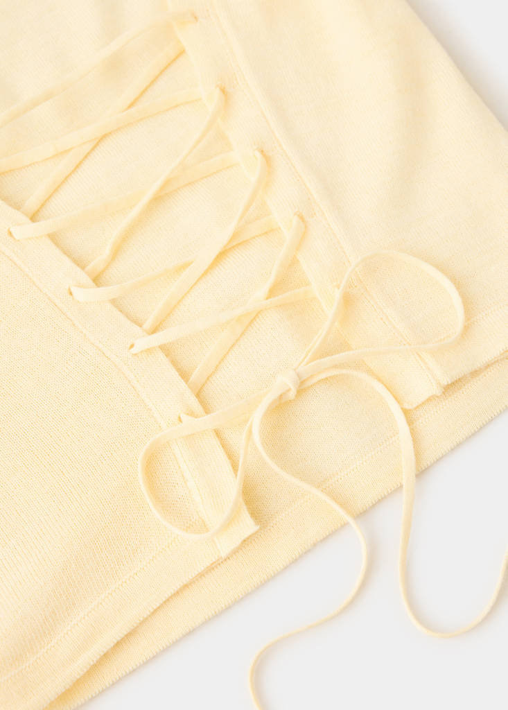 Knitted jumper with tie back detail — Pastel Yellow