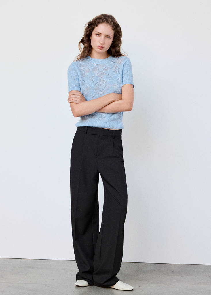 Sweter z dekoltem w łódkę i szalem błękitny - Kobieta - XL - MANGO
