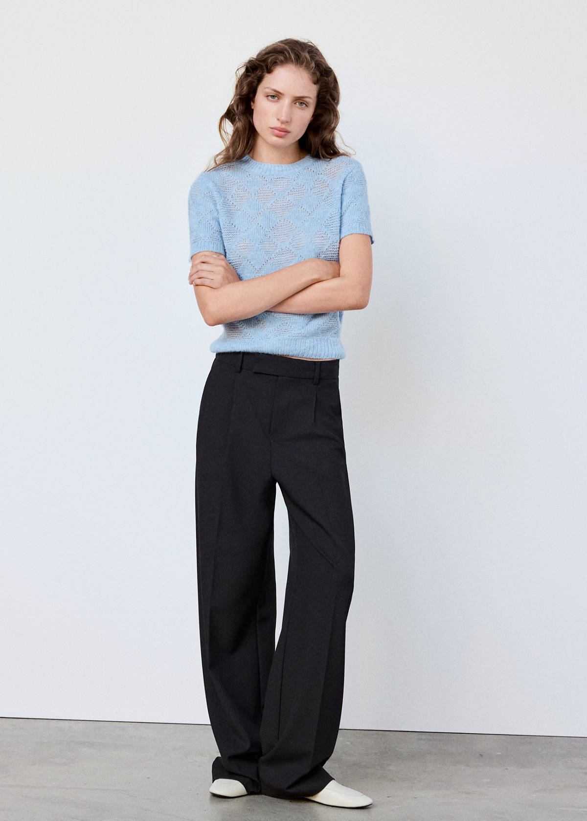 Boat neck jersey with scarf detail — Sky Blue