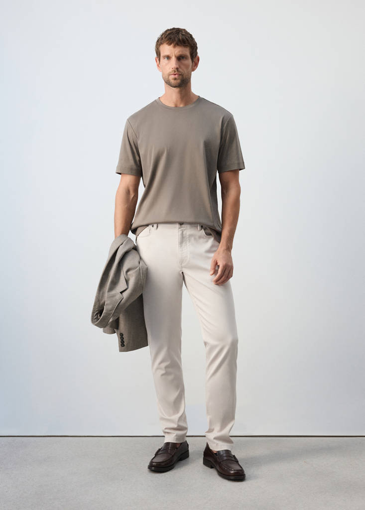 Regular-fit cotton trousers — Ice Grey