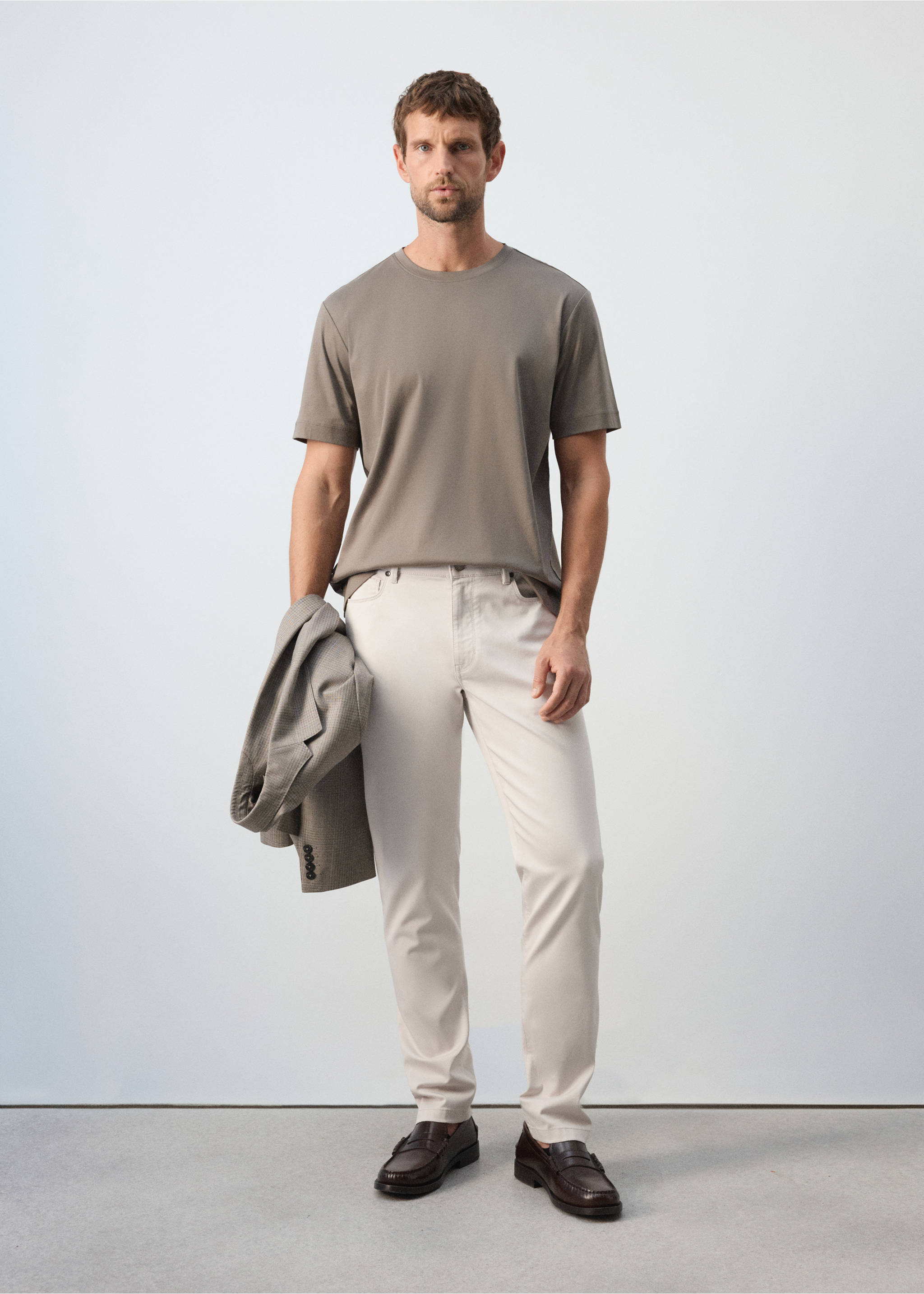 Regular-fit cotton trousers - General plane, Ice Grey. Ref: 37015980-00.