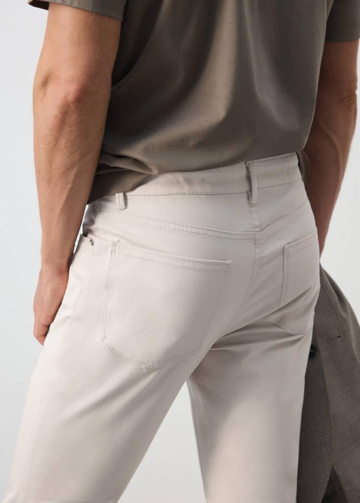 Regular-fit cotton trousers — Ice Grey