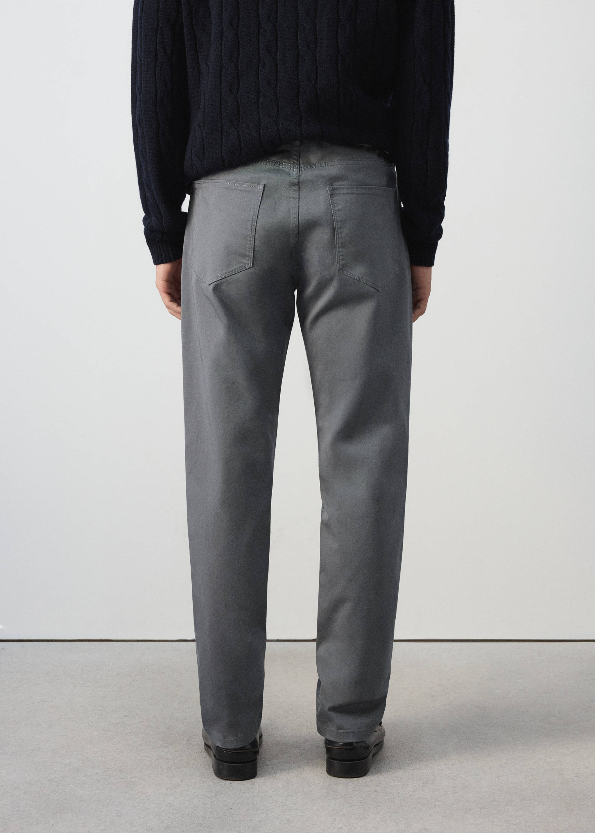 Regular-fit cotton trousers - Reverse of the article, Dark Grey. Ref: 37015980-00.