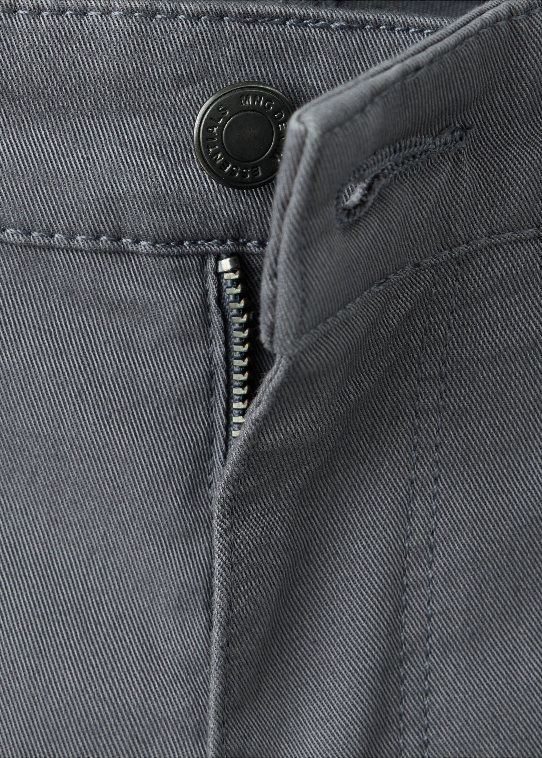 Regular-fit cotton trousers - Details of the article 8, Dark Grey. Ref: 37015980-00.