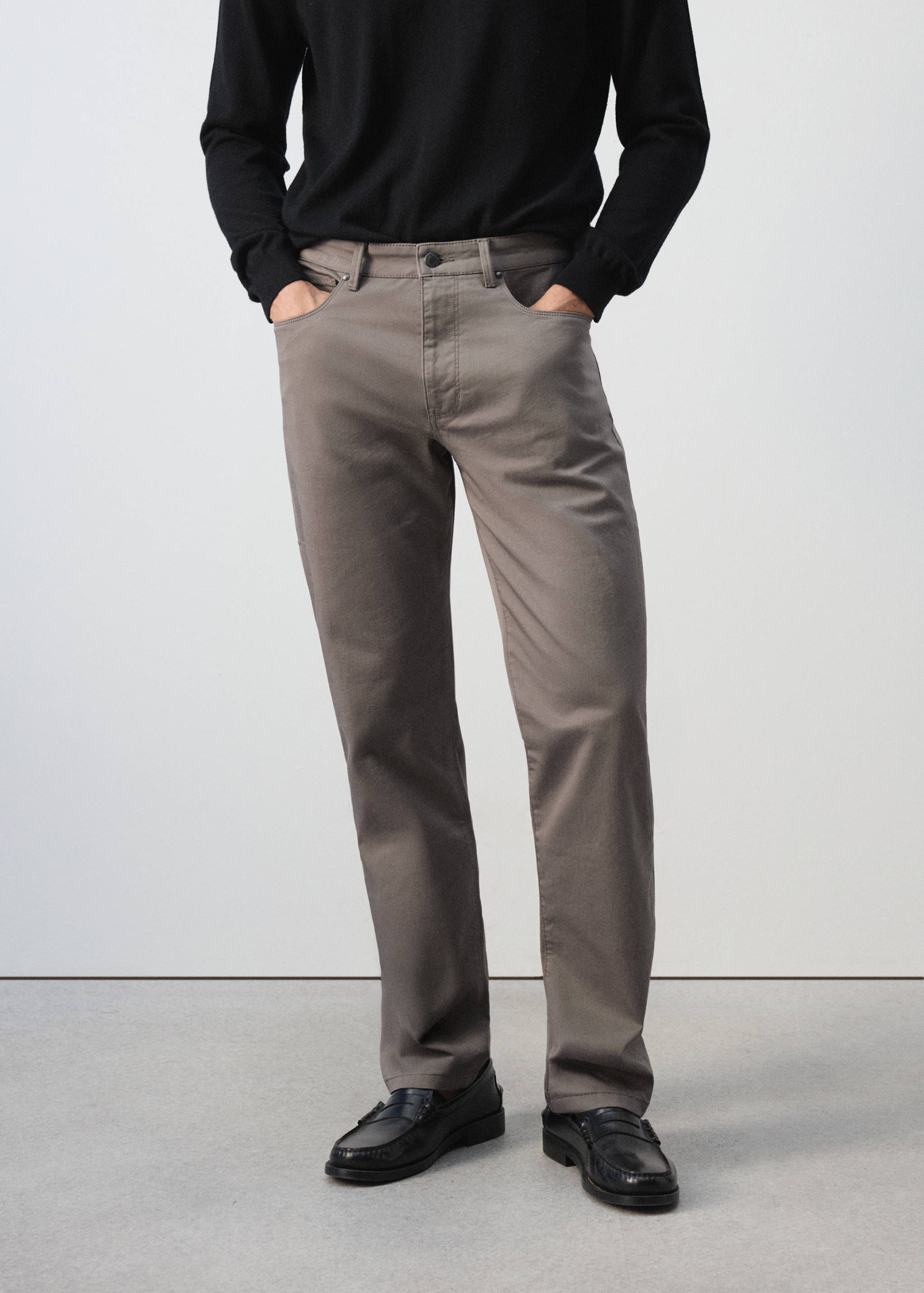 Regular-fit cotton trousers - Medium plane