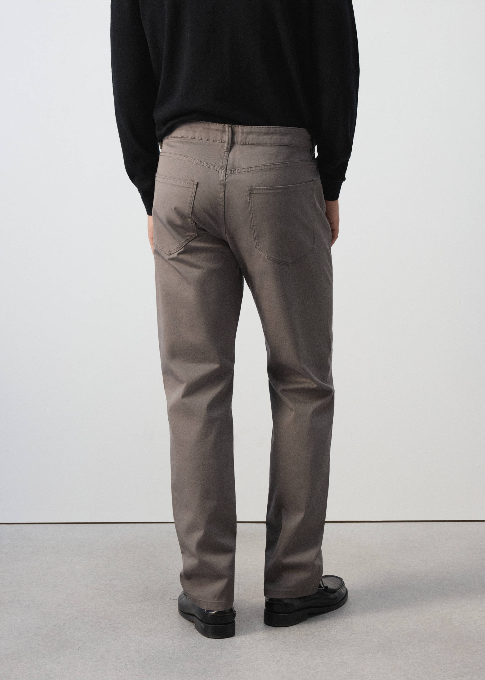 Regular-fit cotton trousers - Reverse of the article, Mink Grey. Ref: 37015980-00.