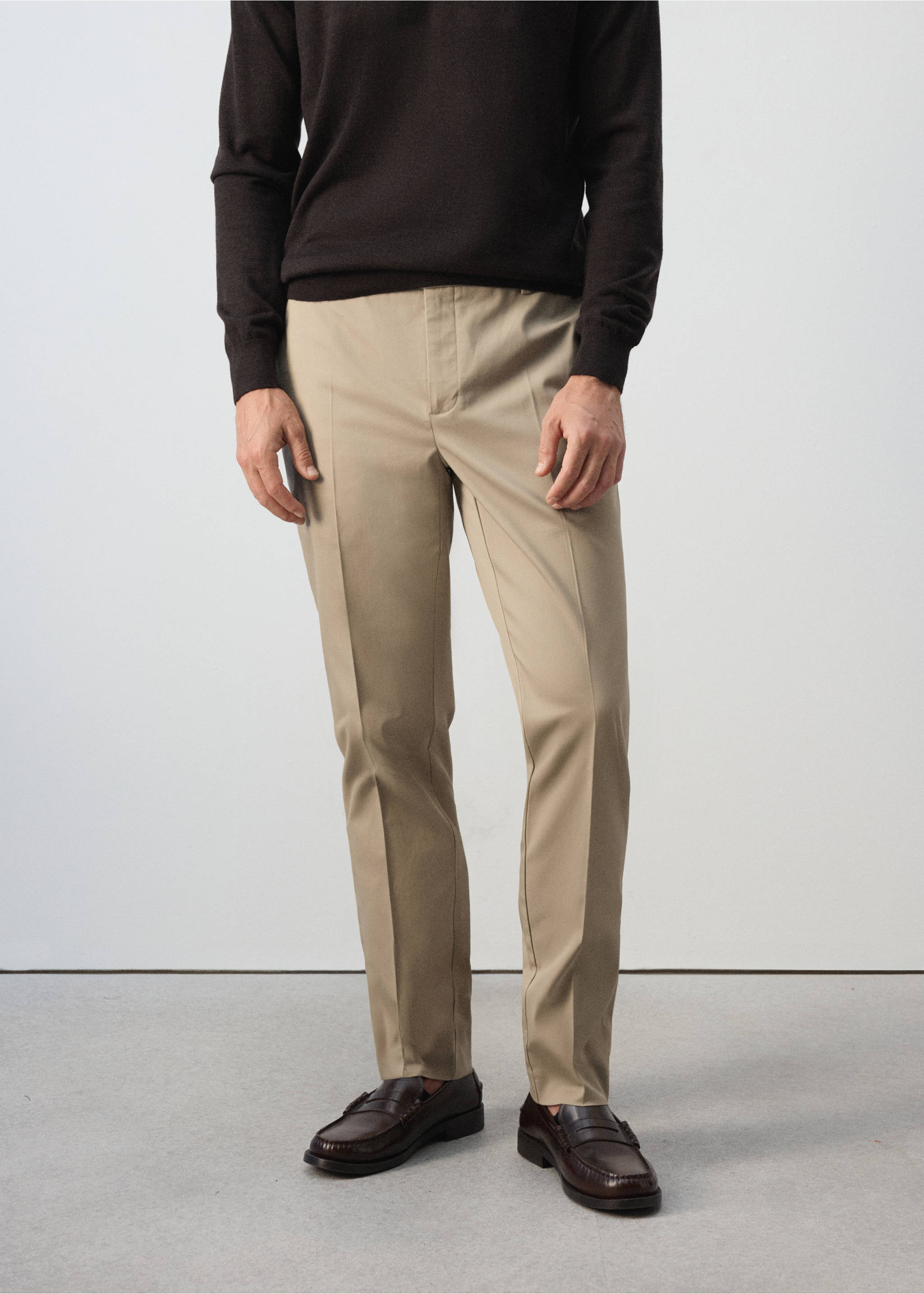 Pantalon Dublino chino slim-fit - Plan moyen, Beige. Ref: 37015981-00.