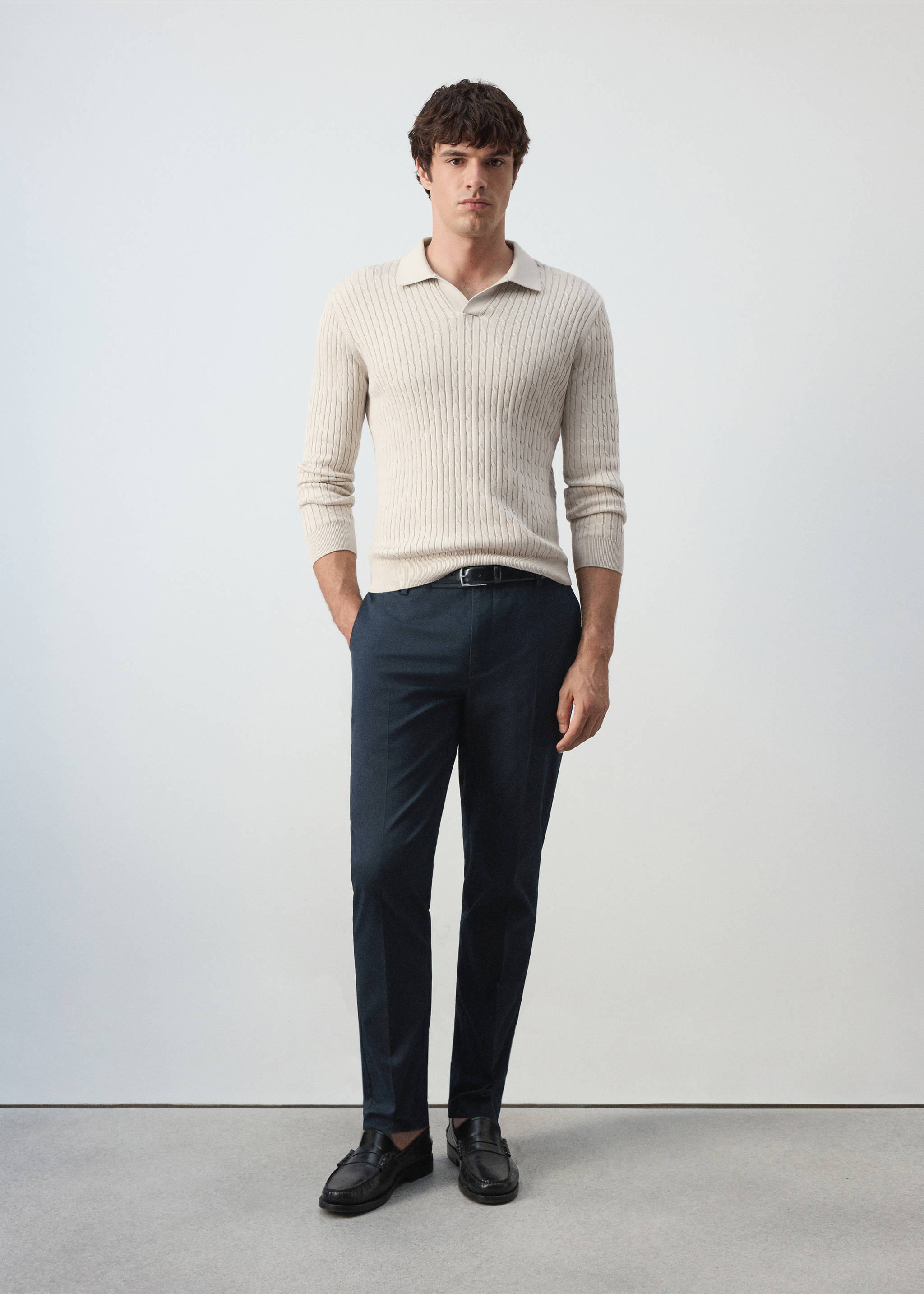 Pantalon Dublino chino slim-fit - Plan général, Bleu marine. Ref: 37015981-00.