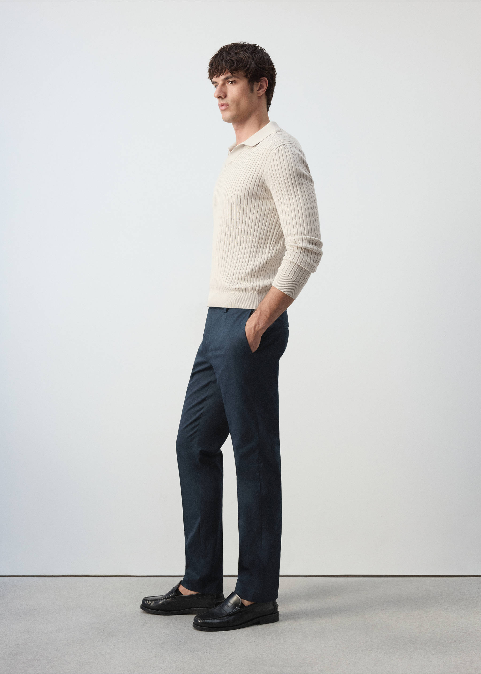 Pantalon Dublino chino slim-fit - Détail de l'article 2, Bleu marine. Ref: 37015981-00.