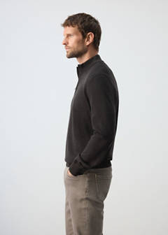 100% merino wool sweater with zip-neck — Chocolate 5