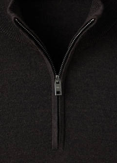 100% merino wool sweater with zip-neck — Chocolate 7