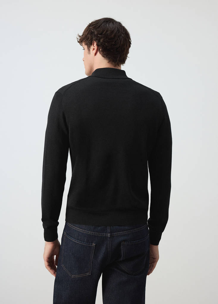 100% merino wool sweater with zip-neck - thumbnail 3