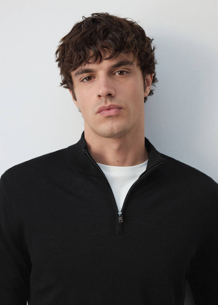 100% merino wool sweater with zip-neck - thumbnail 5