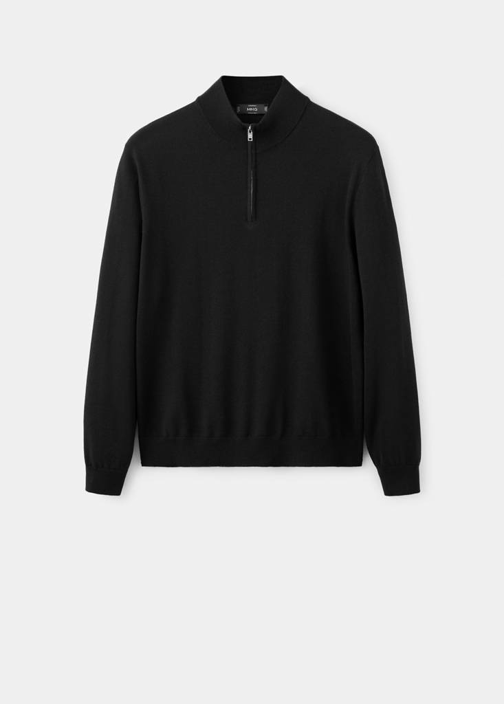 100% merino wool sweater with zip-neck - thumbnail 4