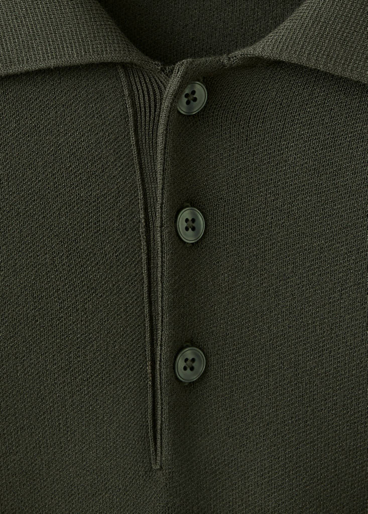 Fine knit polo sweater — Dark Green