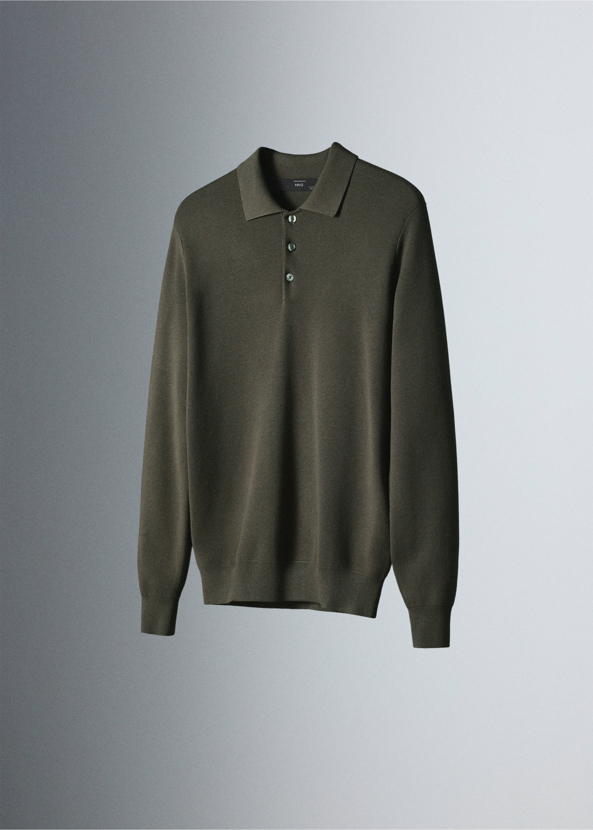Fine knit polo sweater - Details of the article 5, Dark Green. Ref: 37015983-00.