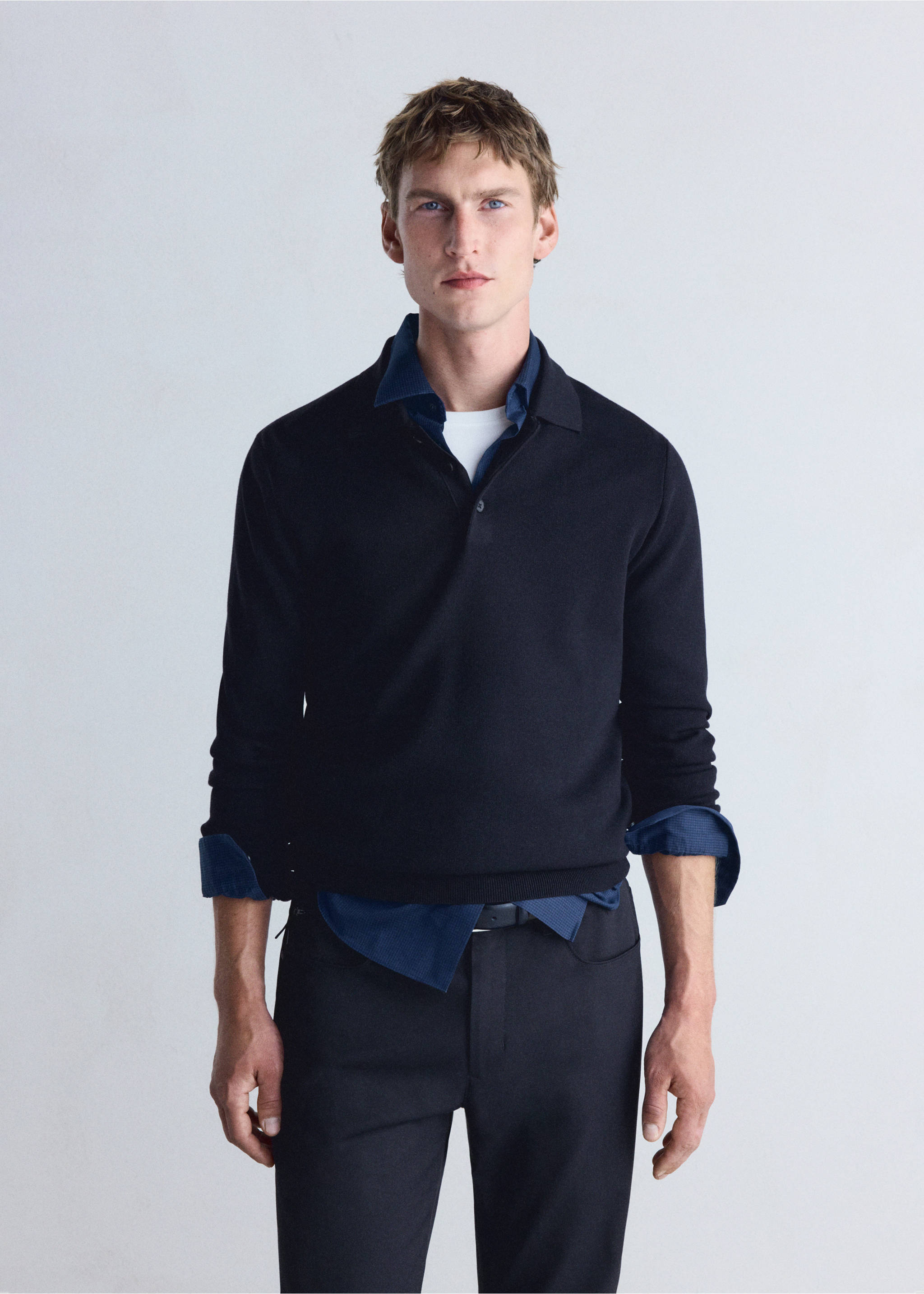 Polo shirt luxuss-i - Medium plane, Navy. Ref: 37015983-00.