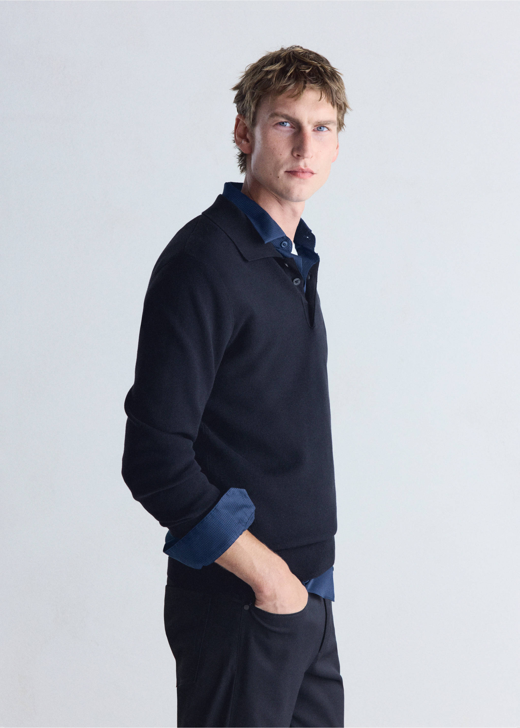 Polo shirt luxuss-i - Details of the article 2, Navy. Ref: 37015983-00.