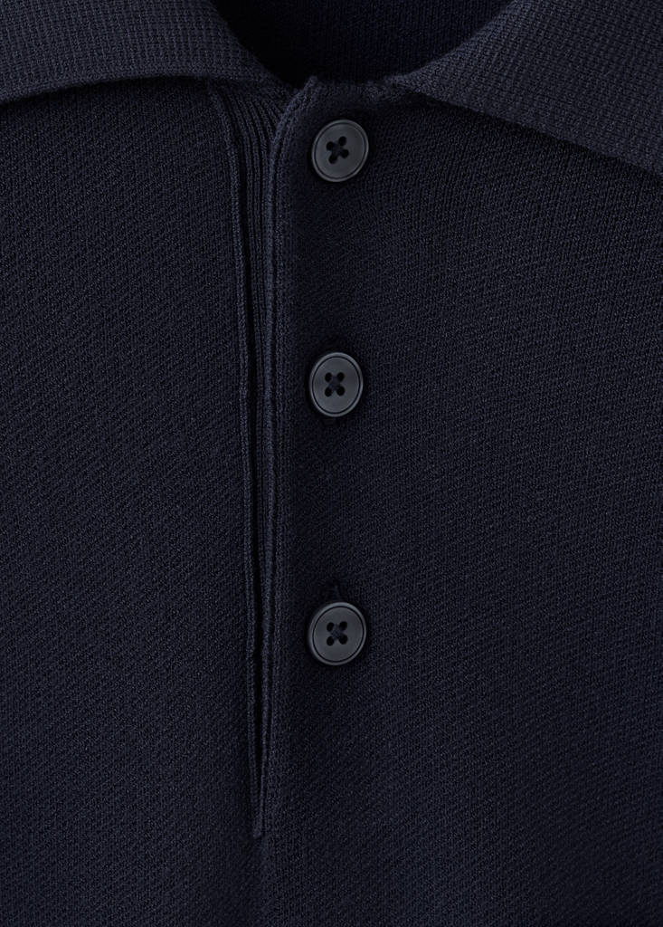 Fine knit polo sweater — Navy