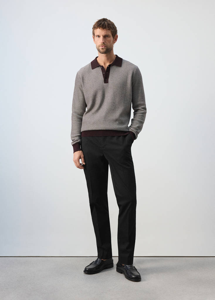 Fine-knit 100% cotton structured polo shirt — Maroon