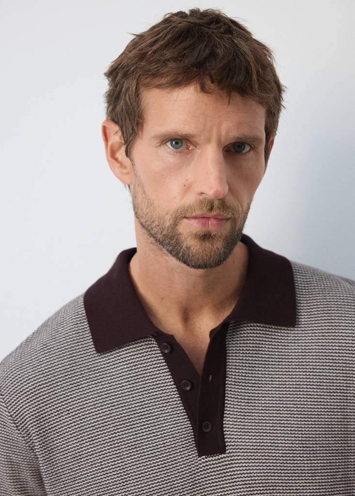Fine-knit 100% cotton structured polo shirt — Maroon