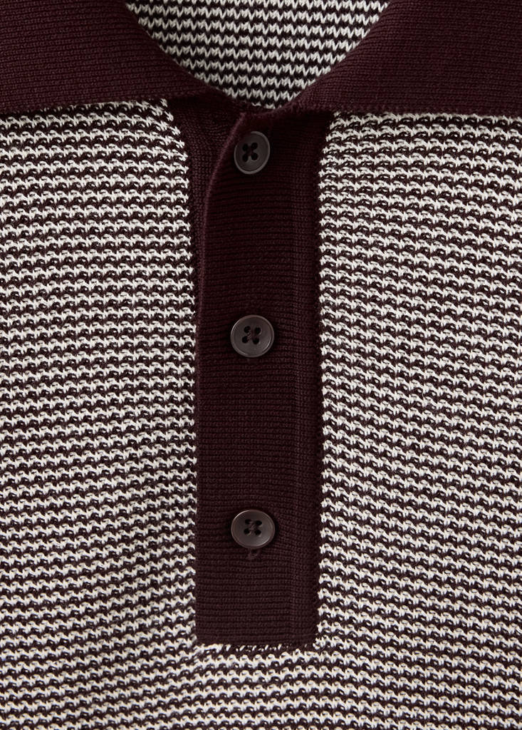 Fine-knit 100% cotton structured polo shirt — Maroon