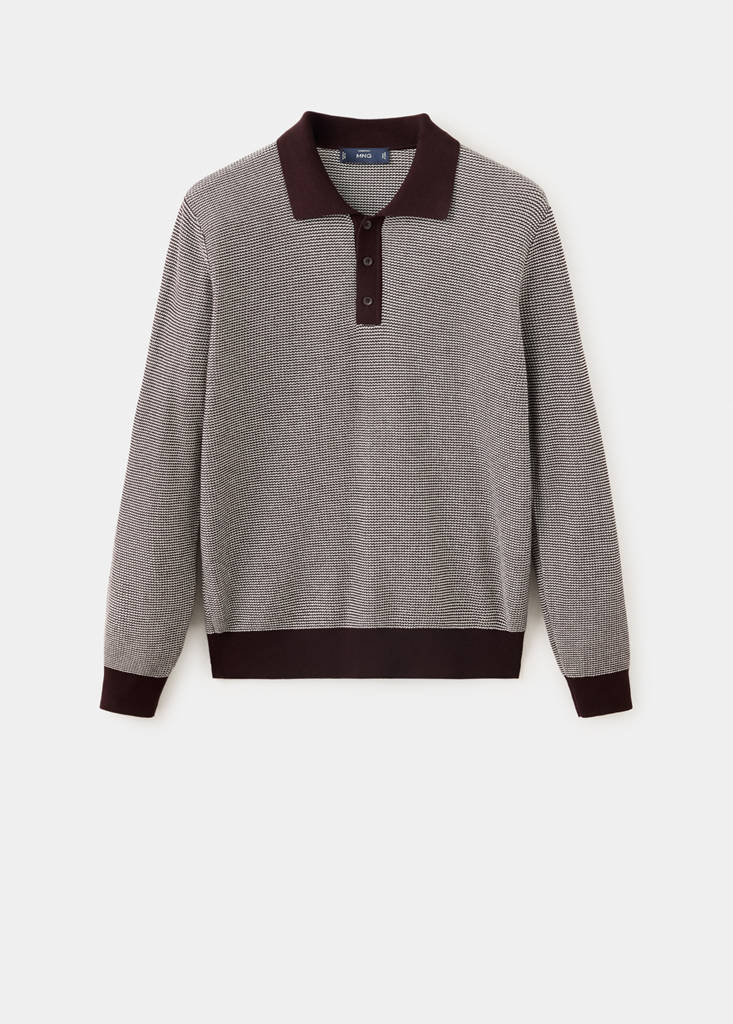 Fine-knit 100% cotton structured polo shirt — Maroon