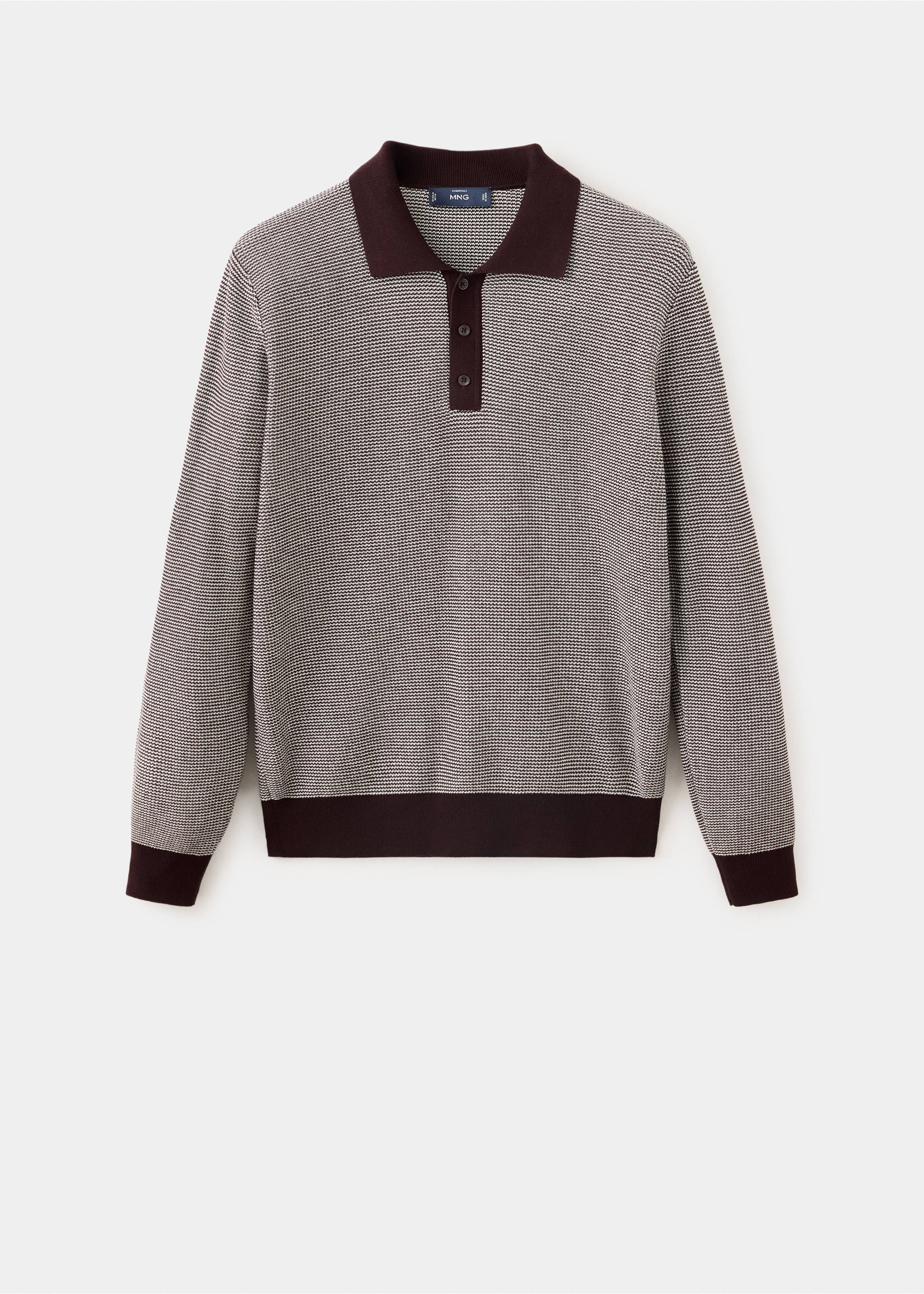 Fine-knit 100% cotton polo shirt - Article without model, Maroon. Ref: 37015984-00.