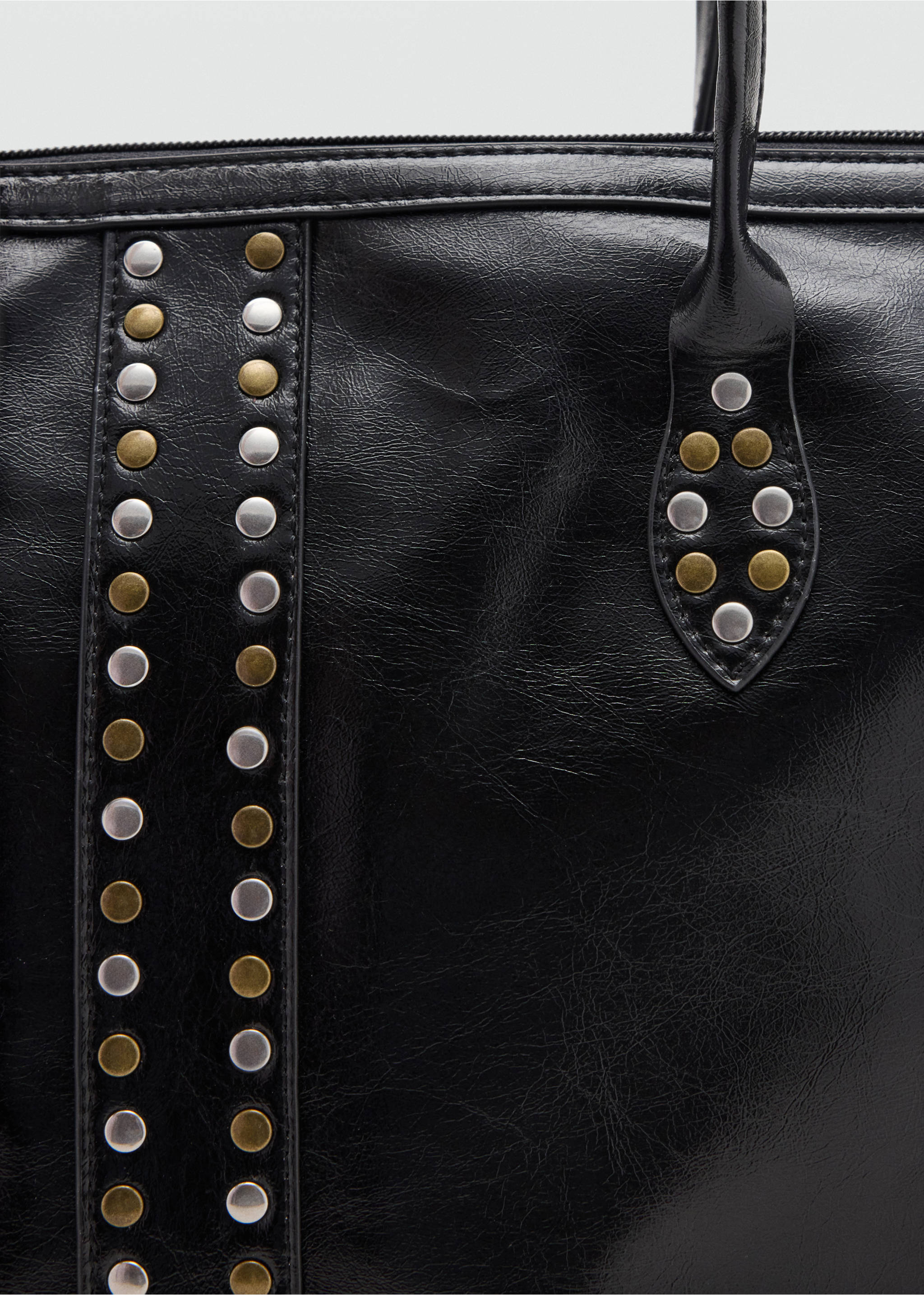 Studded tote bag - Details of the article 1, Black. Ref: 37015985-00.