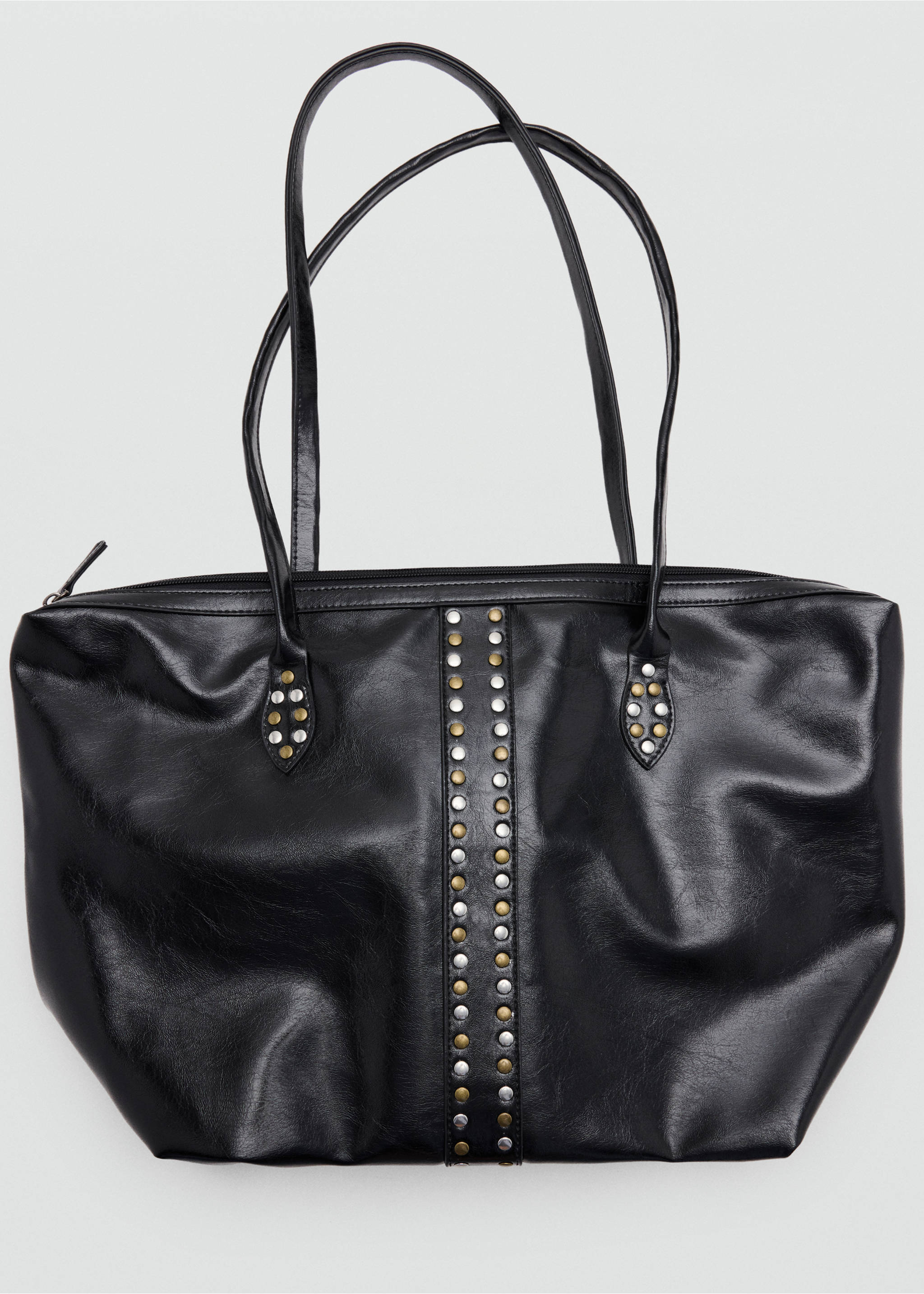 Studded tote bag - Details of the article 2, Black. Ref: 37015985-00.