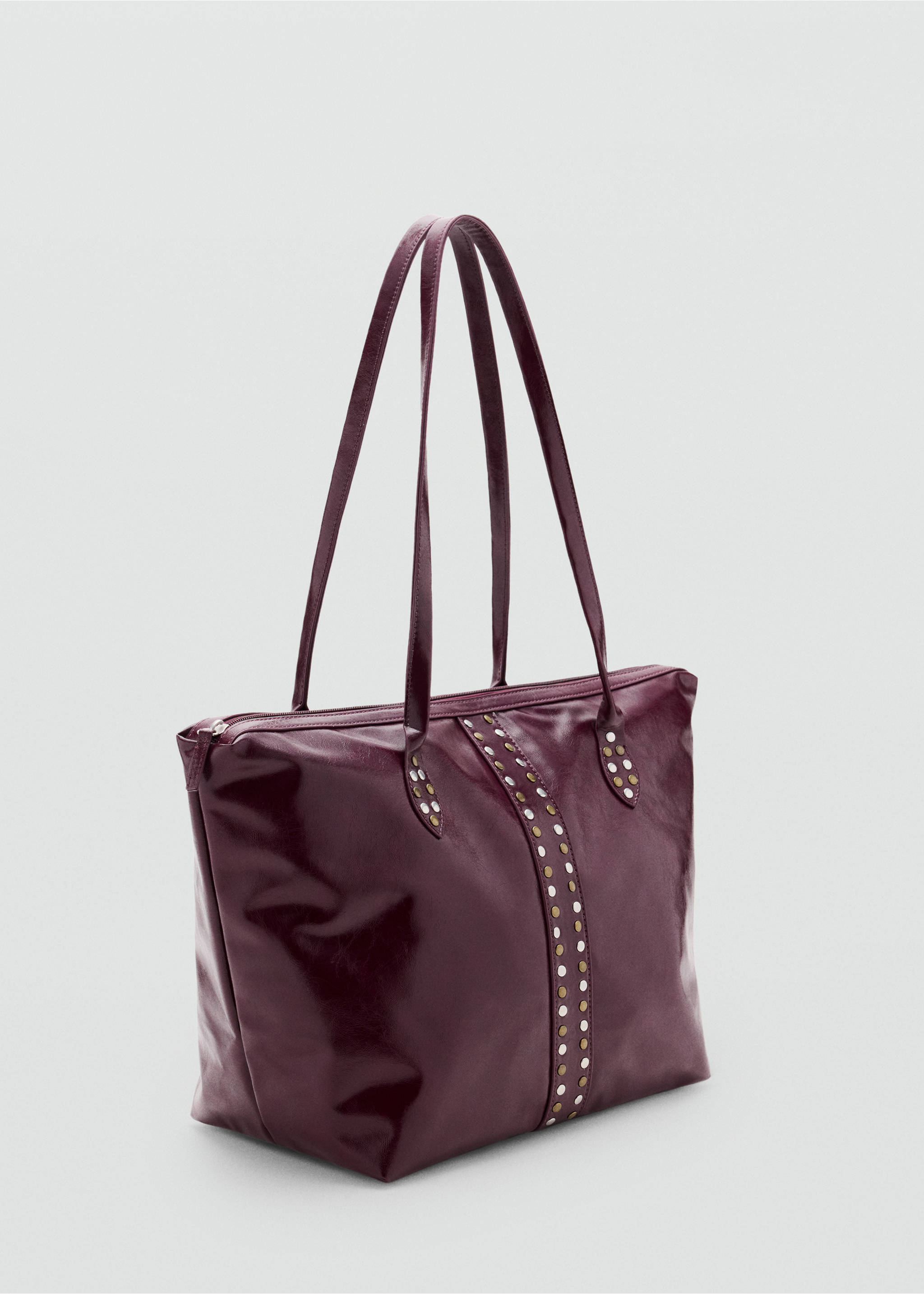 Studded tote bag - Medium plane, Burgundy. Ref: 37015986-00.