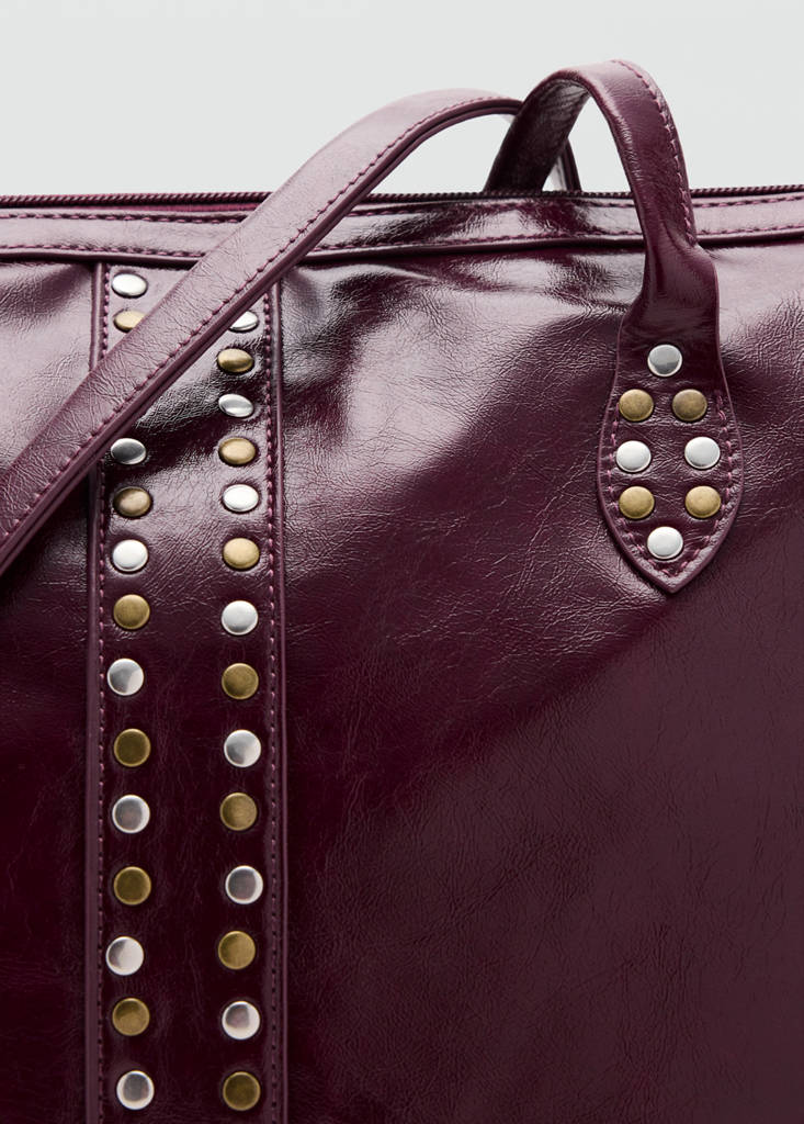 Studded tote bag — Burgundy