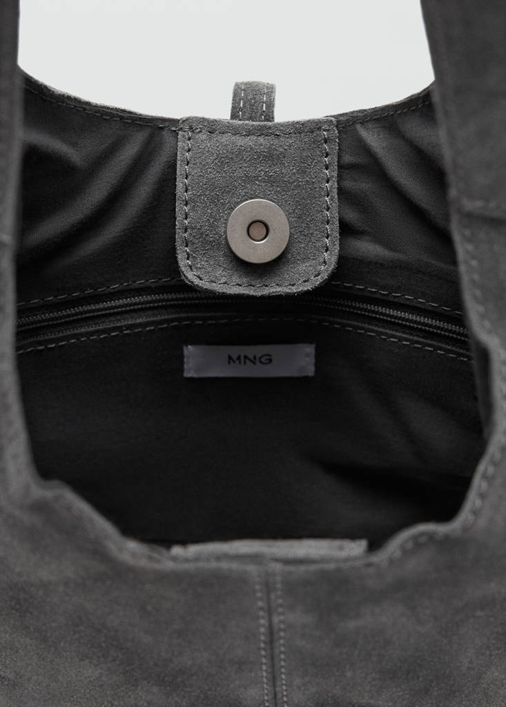 Leather shoulder bag with ring detail — Grey