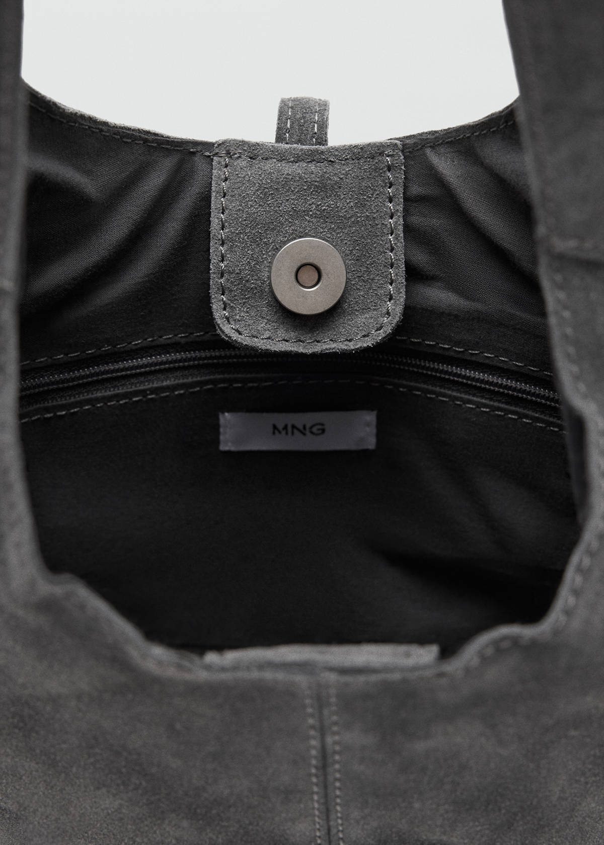 Leather shoulder bag with ring detail — Grey