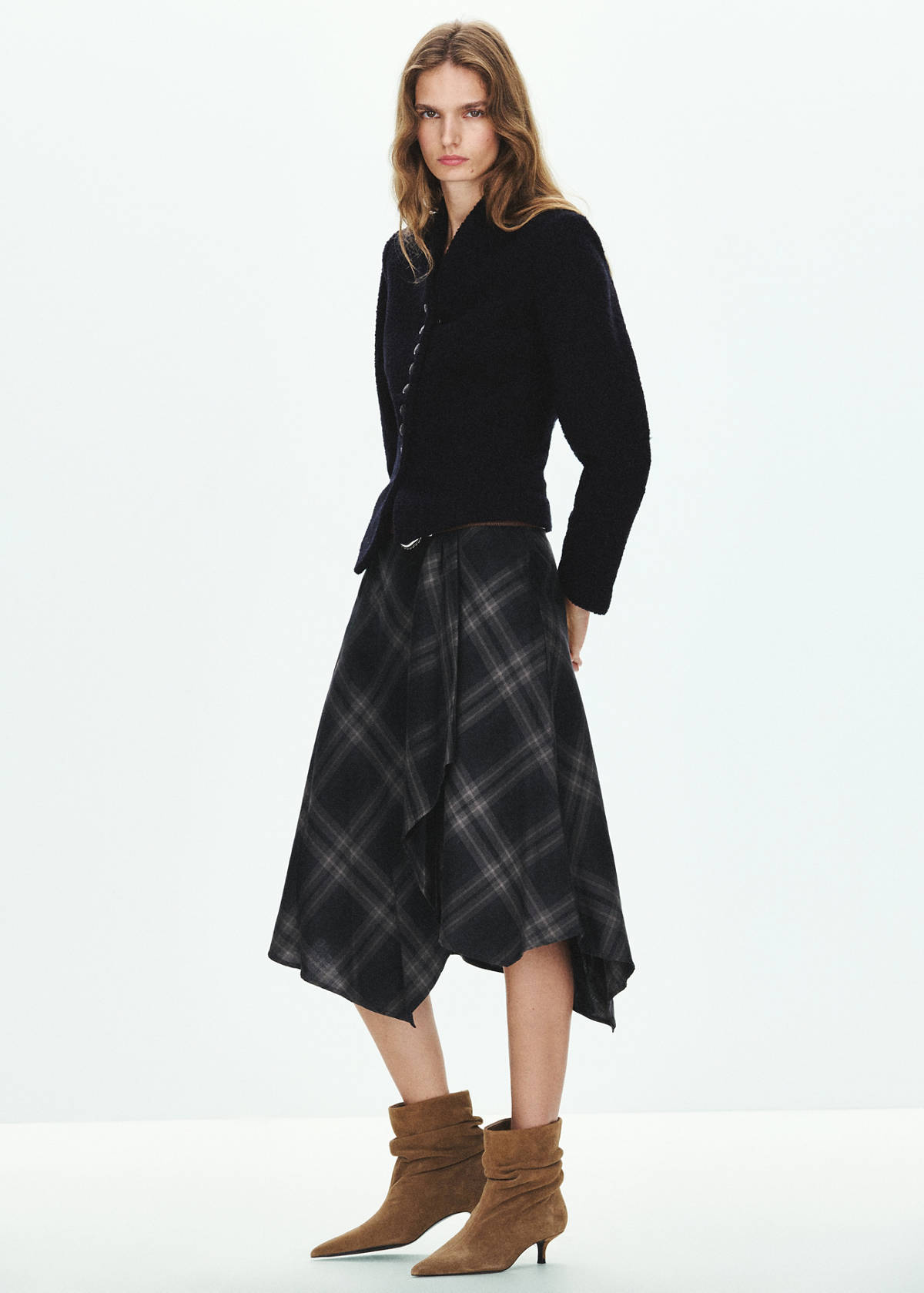 Checked asymmetric skirt — Dark Heather Grey