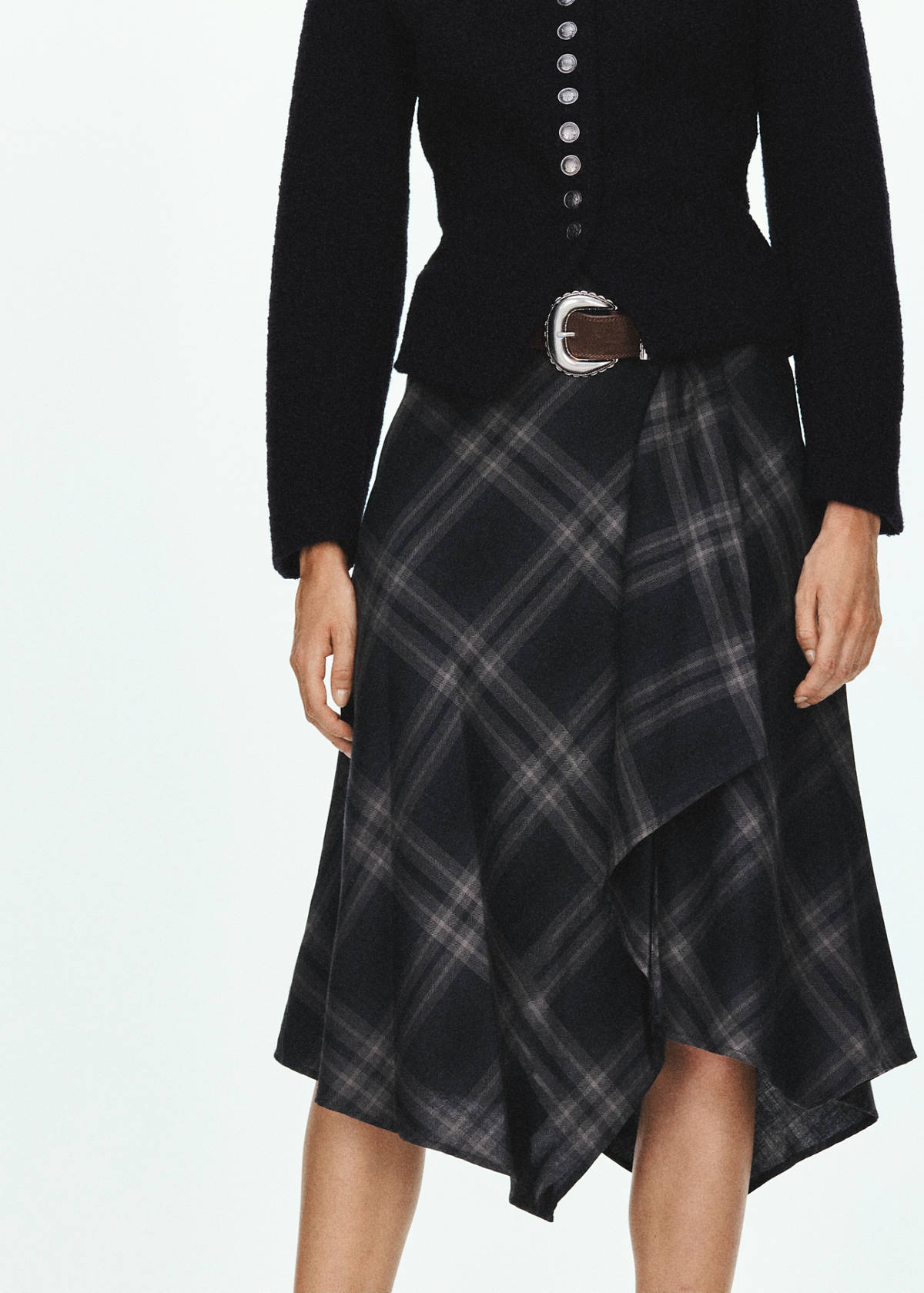 Checked asymmetric skirt — Dark Heather Grey
