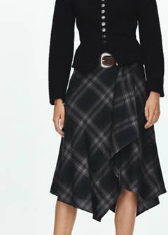Checked asymmetric skirt — Dark Heather Grey 8