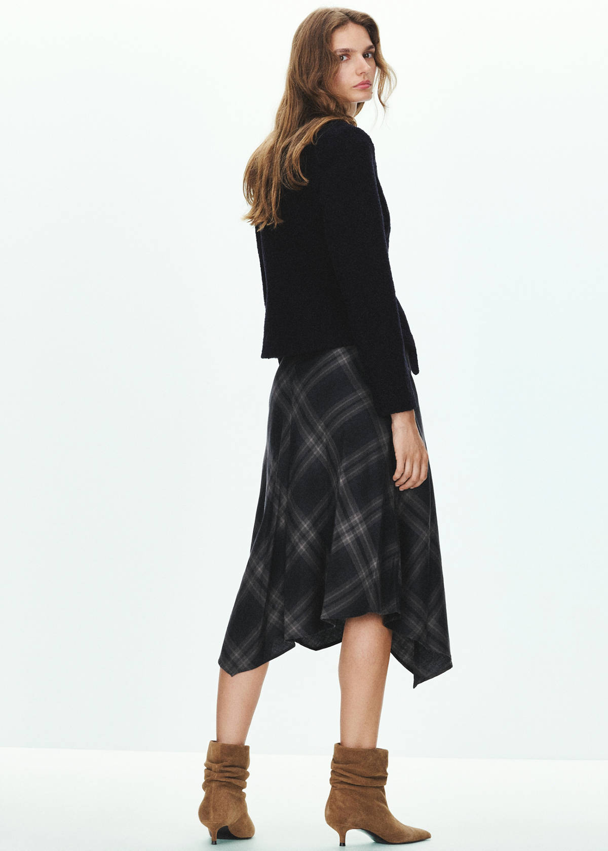 Checked asymmetric skirt — Dark Heather Grey
