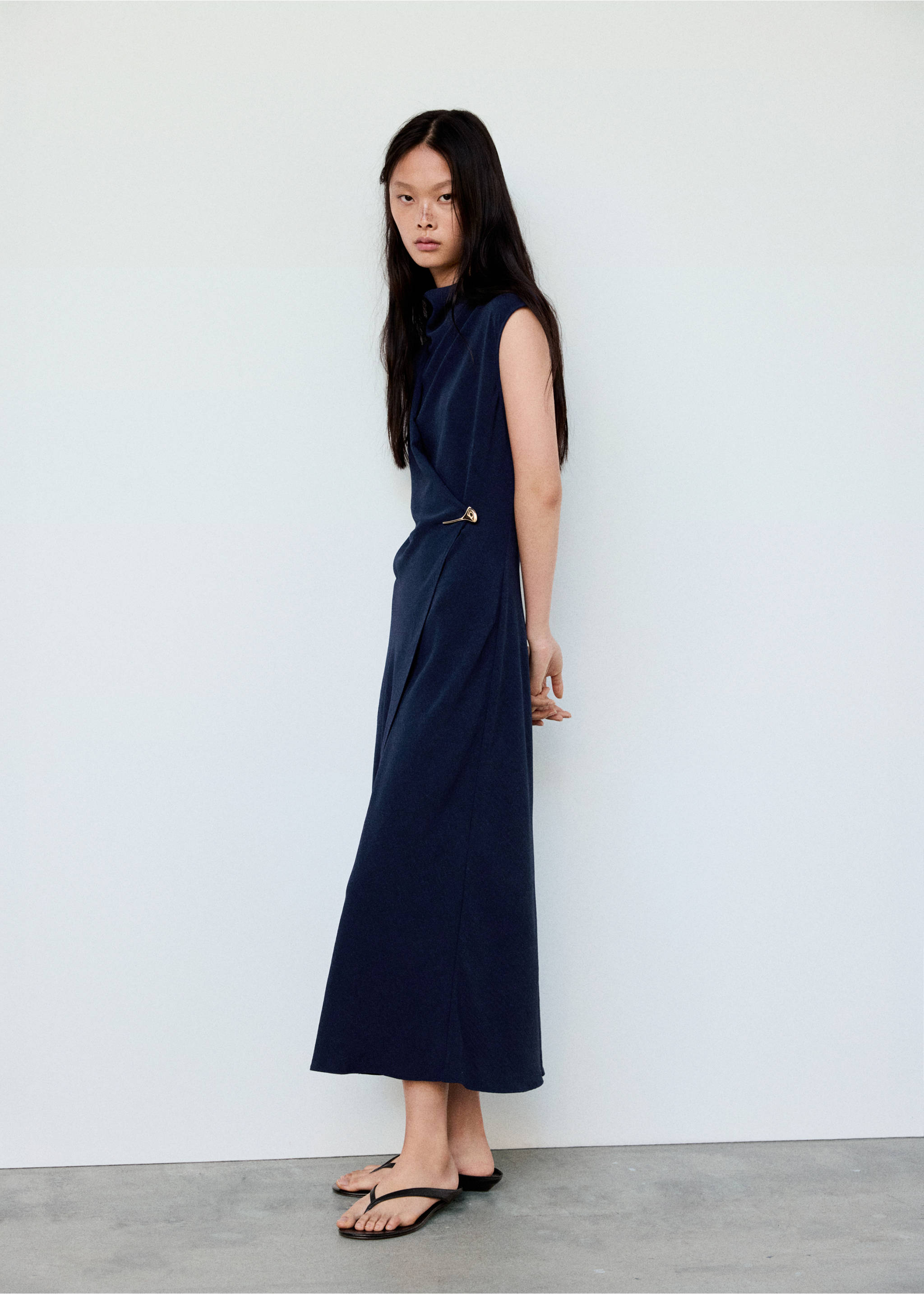 Draped dress with jewel detail - General plane, Night Blue. Ref: 37015992-00.