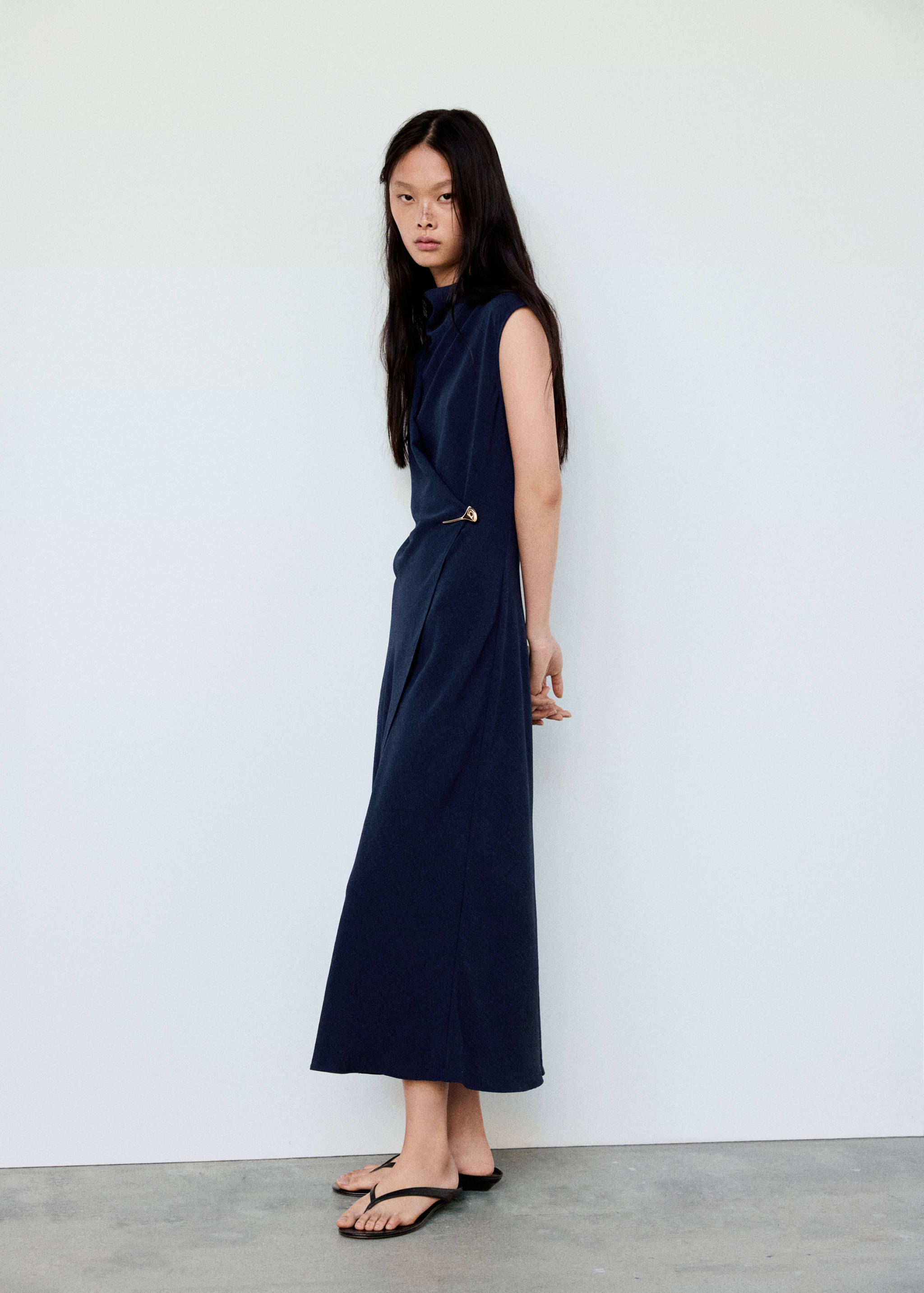 Draped dress with jewel detail - General plane