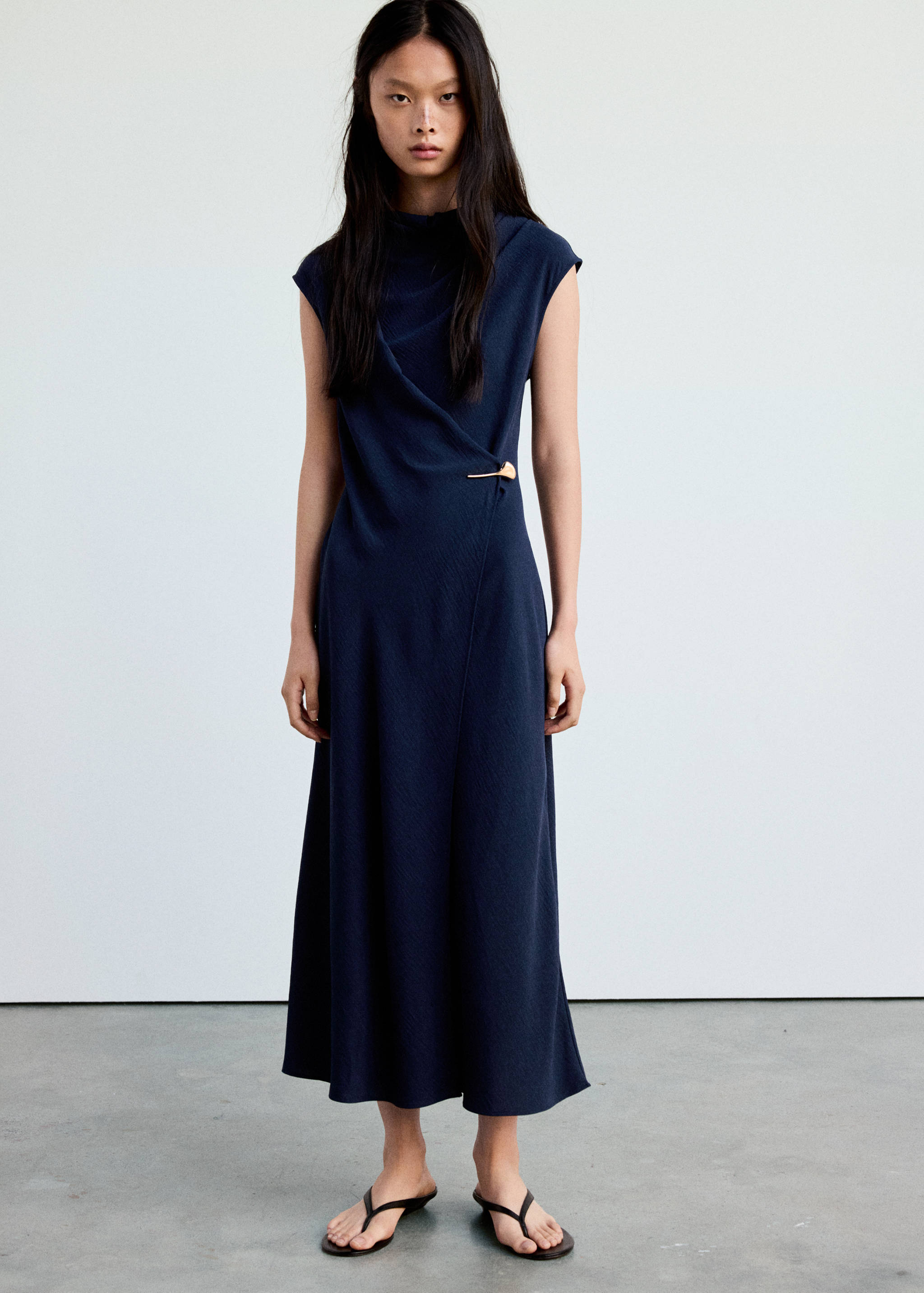 Draped dress with jewel detail - Details of the article 3