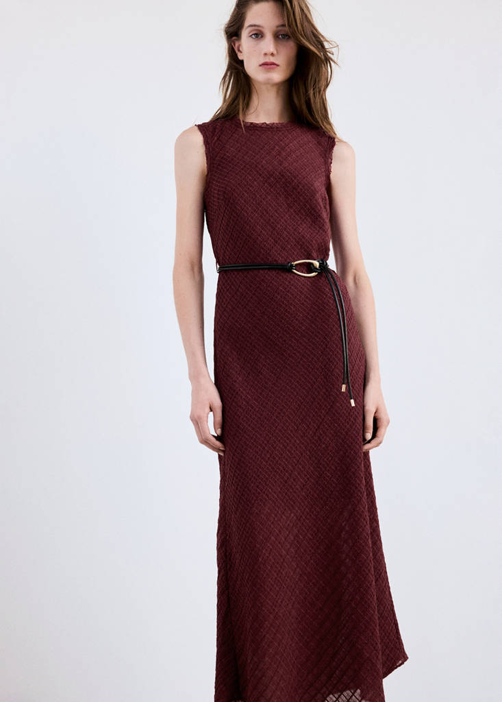 Belted Textured Dress
