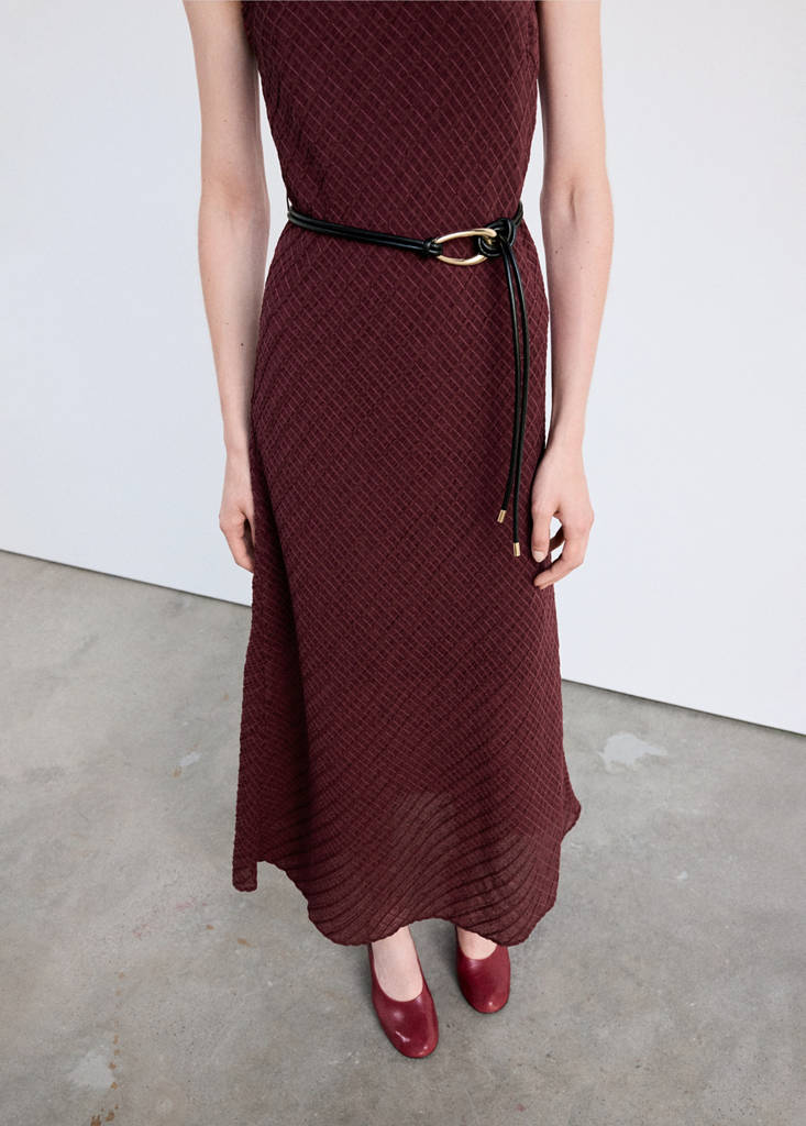 Belted textured dress thumbnail 4