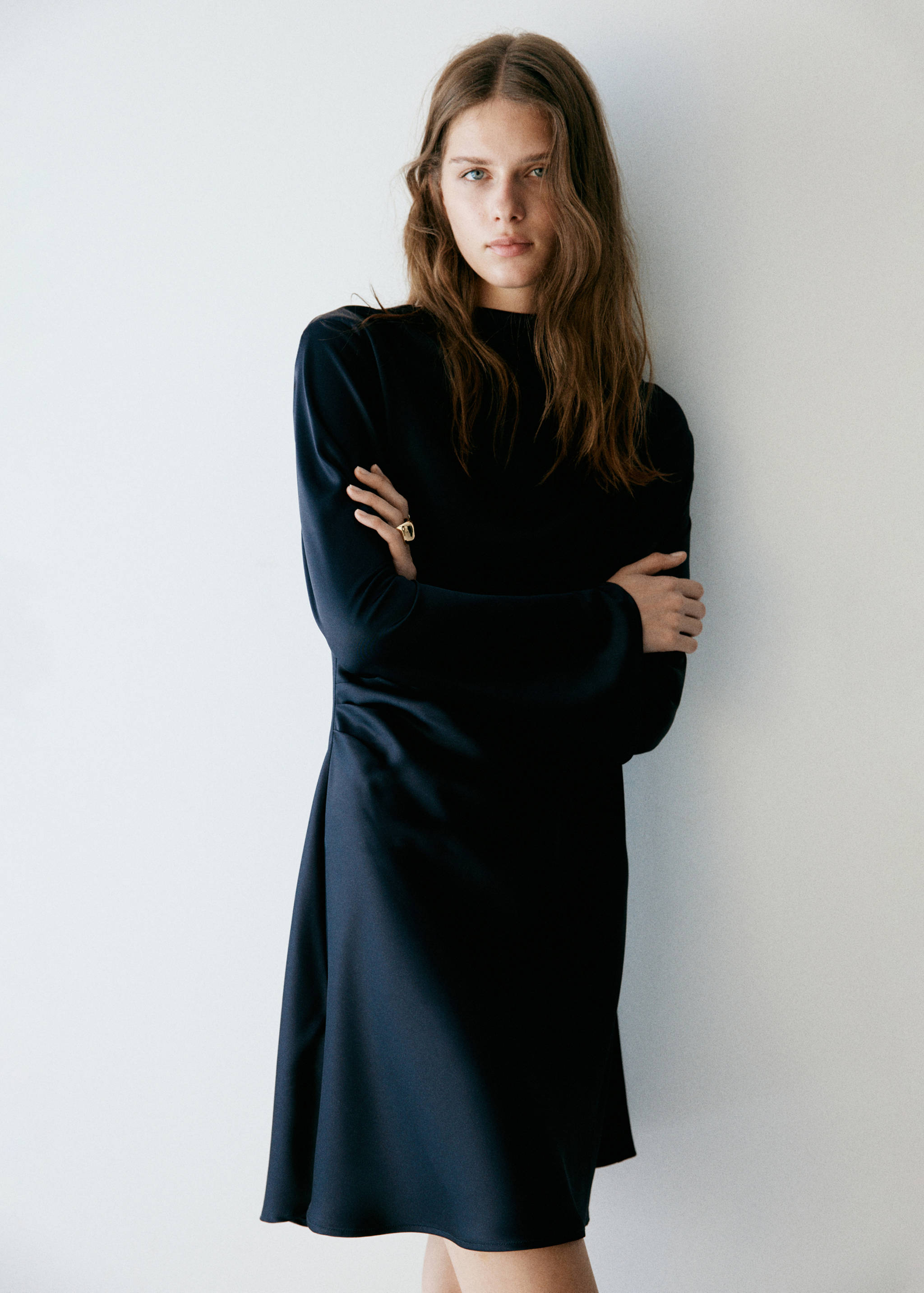 Satin draped dress - Medium plane