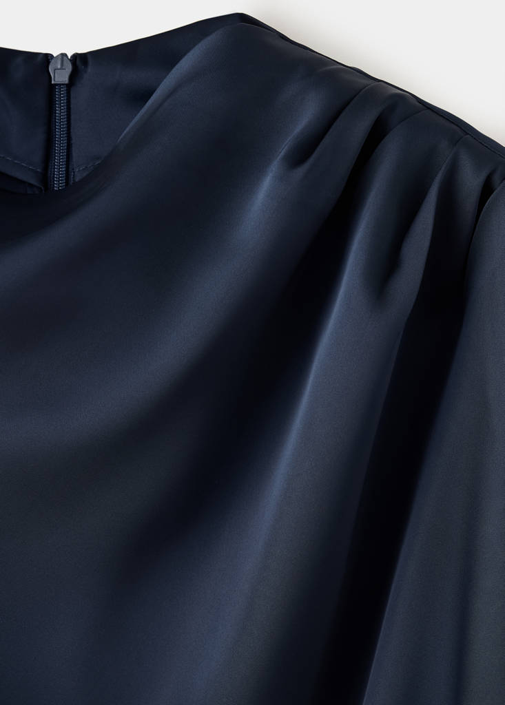 Satin draped dress — Navy