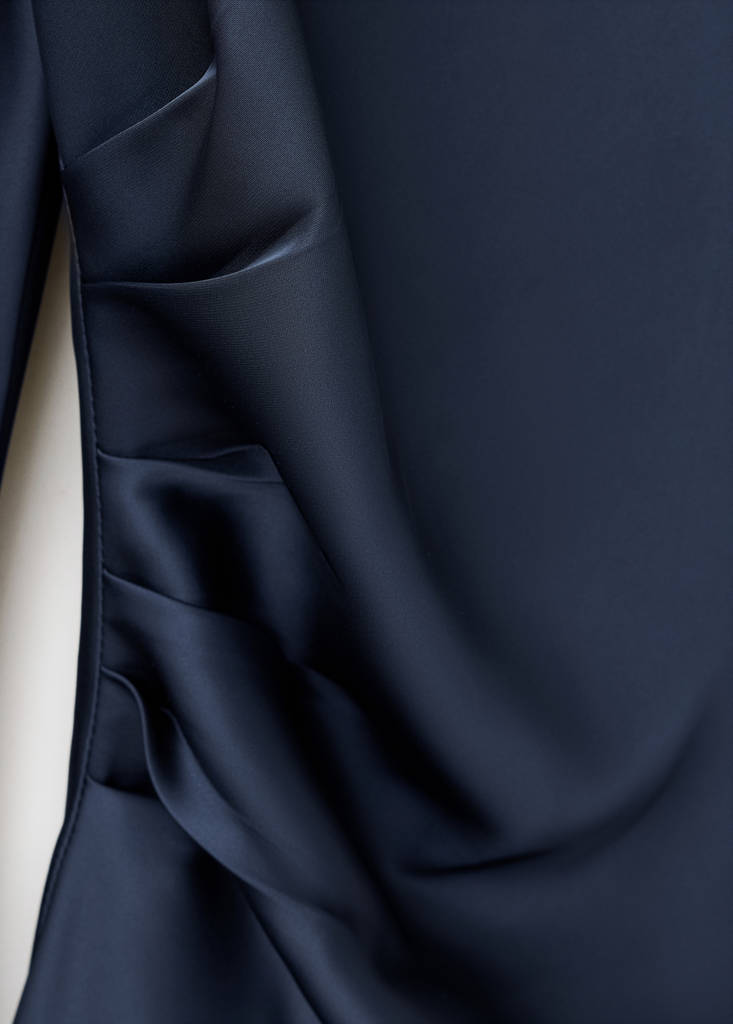 Satin draped dress — Navy